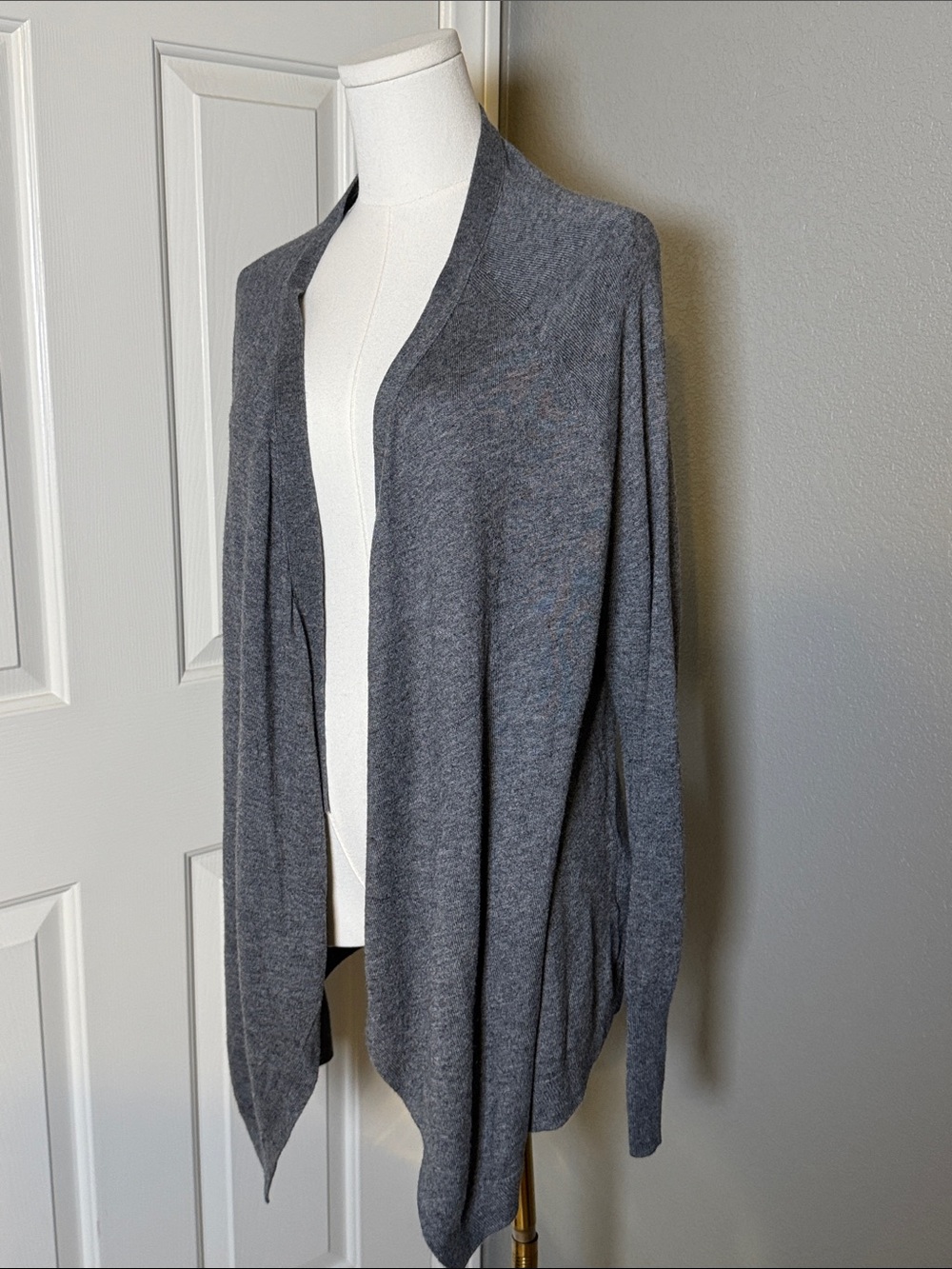 Banana Republic Heather Gray Open-Front Draped Cardigan